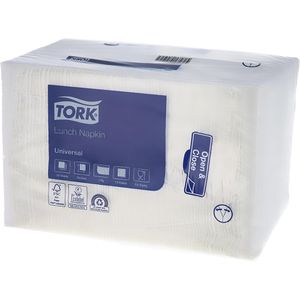 Tork Servietten Lunchserviette, weiß, 33 x 33 cm, 1/4-Falz, 1-lagig, 500 Stück