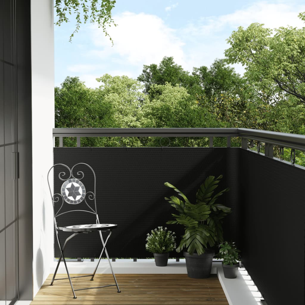 vidaXL Tela de varanda 300x90 cm vime PE preto Negro