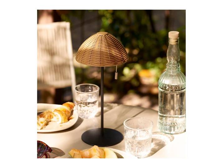 Garten Tischlampe „Kaldien“ – wetterfest für Balkon & Outdoor-Bereich - natur, schwarz - Luxusbetten24