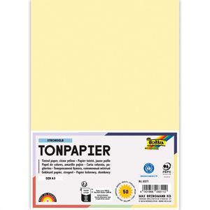 Folia Tonpapier 6311, A3, strohgelb, 130g/m², 50 Blatt