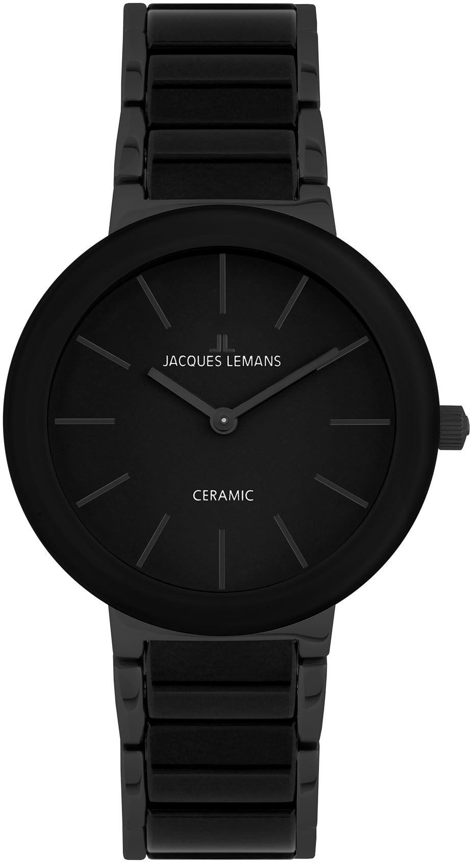 Keramikuhr JACQUES LEMANS "Monaco", schwarz (schwarz, schwarz), Armbanduhren, Damen, schwarz, Keramikuhr, Quarzuhr, Armbanduhr, Damenuhr, bis 10 bar wasserdicht, analog