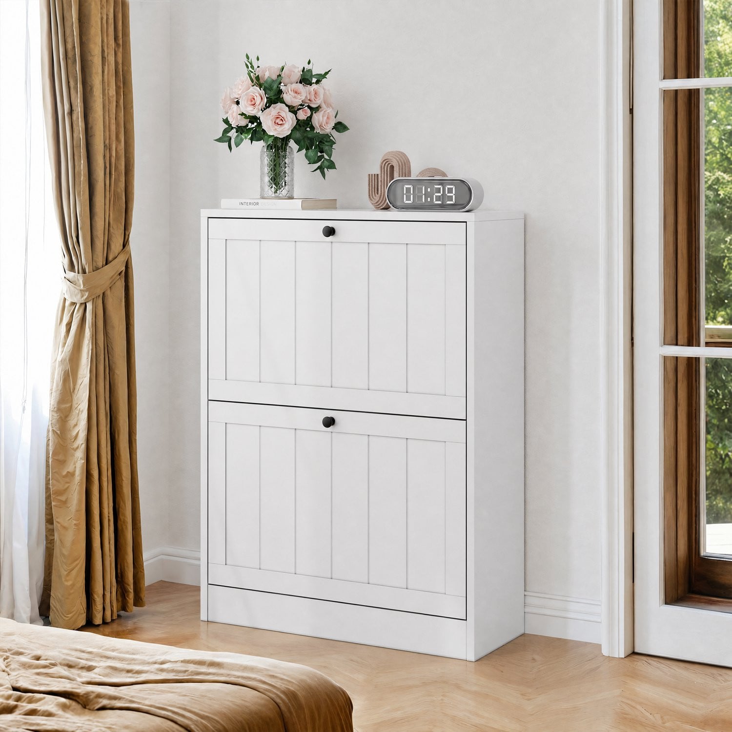 CHICFURN Vrijstaande schoenenkast met 2 kleppen, Wit