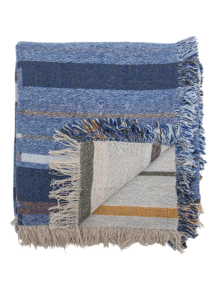 Bloomingville Wohndecke ''Toscana'' in Blau/ Creme - (L)160 x (B)130 cm - onesize