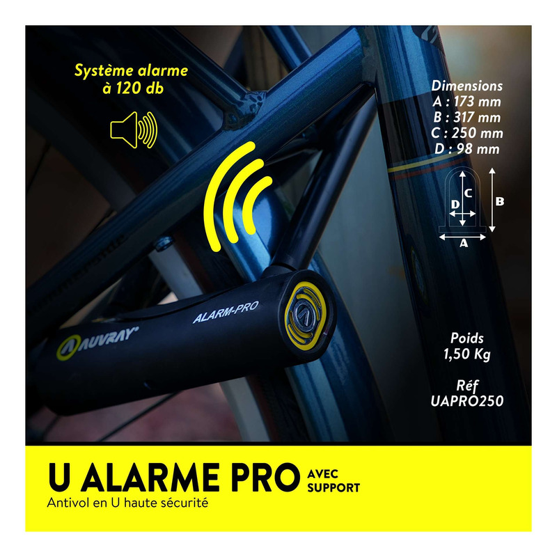 AUVRAY Antivol U Alarme Pro 98x250mm Ø14mm