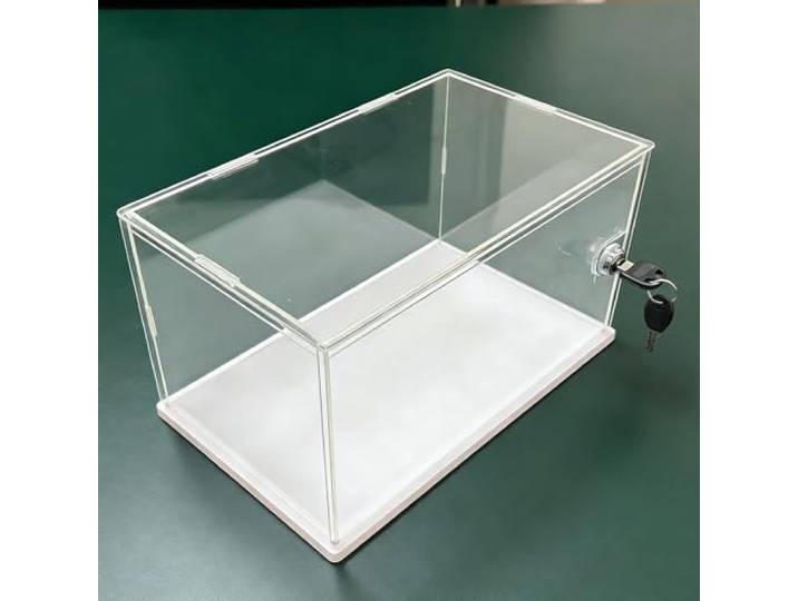 Acryl Vitrine Abschließbare, Transparente Acryl-Vitrine, Groß, UV-geschützt, Staubfrei, Für Die Aufbewahrung zu Hause, Rechteckige Kunststoff-Organizerbox(45x30x30cm)