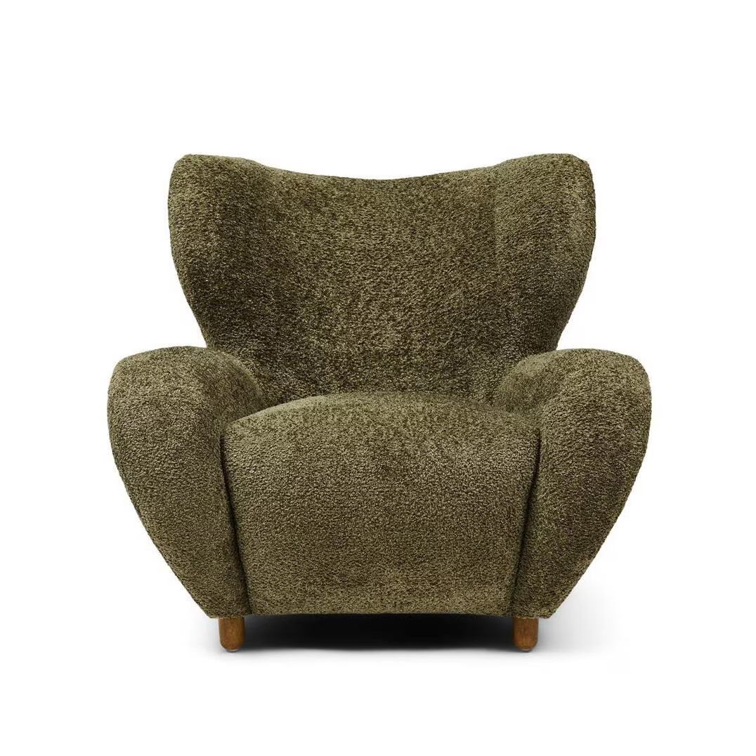 Rivièra Maison Fauteuil Courchevel Chenille Lounge Stoel - Forest Green