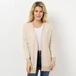 DENIM & CO. Cardigan, 1/1-Arm Rippenstruktur V-Ausschnitt offene Front