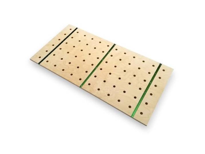 Tischler-Arbeitsplatte 1200x610 mm, 20 mm-Bohrungen, mit T-Track-Schienen, Sperrholz