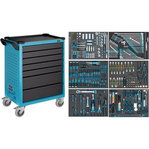 Hazet Werkzeugwagen Assistent 175-7/417, 417-teilig, blau, 7 Schubladen, mit Werkzeug