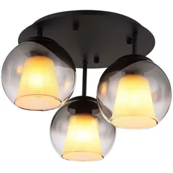LED Deckenlampe Glas rauchfarben Deckenleuchte Wohnzimmerlampe 3-flammig D 41 cm