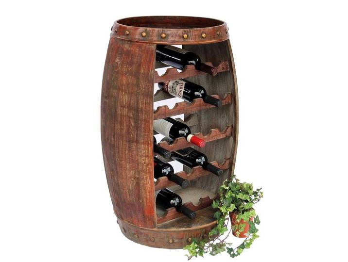 DanDiBo Weinregal Holz Stehend 0370-R Holz 80 cm Flaschenständer Braun Fassbar