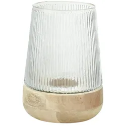 HOME STORY Windlicht mit Glasaufsatz   ¦ braun ¦ Glas ¦ Maße (cm): H: 25,5  Ø: 18.5