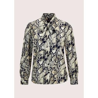 Langarmbluse MADELEINE "Bluse Elegante Bluse mit Animal-Print", Damen, Gr. 36, schwarz (schwarz, beige, multicolor), Obermaterial: 100% Polyester PES., Modern, Blusen, Bluse mit Schluppe