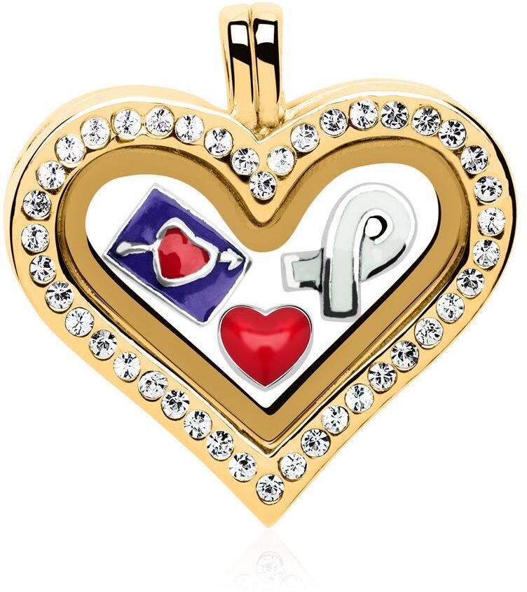 Unique Set Herz Medaillon Charms 925er Silber gold gold