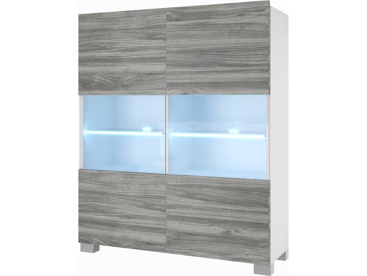 BELINI Commode Sideboard Salon Chambre à coucher Armoire haute avec lampes LED (bois glamour)