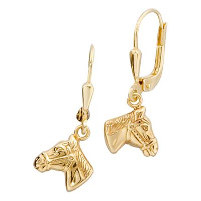 Paar Ohrhänger JOBO "Pferdeköpfe", gold (gelbgold 333), Ohrringe, Damen, Gelbgold 333, 333 Gold