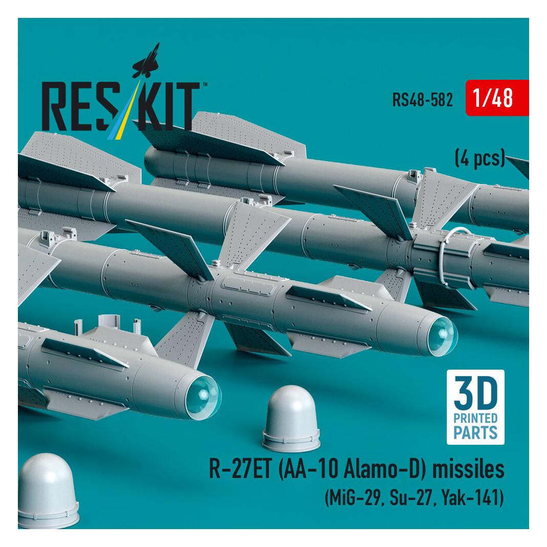 ResKit R-27ET (AA-10 Alamo-D) missiles (4 pcs) (MiG-29, Su-27, Yak-141) (3D Printed) (RS48-0582)