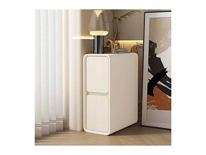 Vielseitig Platzsparender, ultraschmaler Nachttisch mit 2 Schubladen Vollständig montierte Beistelltische aus Holz(L20xD40xH50cm)