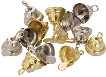 Metall-Glöckchen, silber-gold, 1,2 cm, 48 Stück
