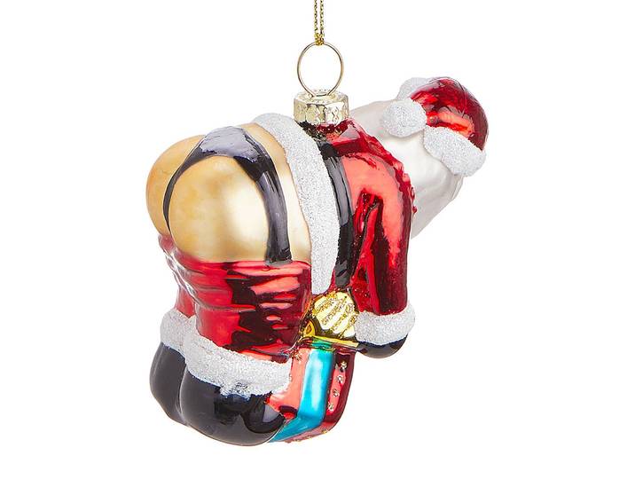 Sujet à suspendre Naughty Santa 4 x 9 x 7cm Rouge/Rouge