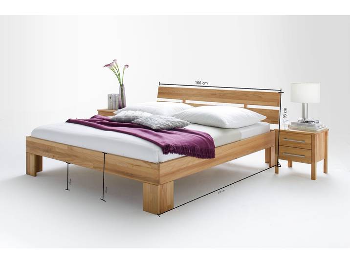 Massivholzbett, Kernbuche, Beige, 166×206 cm, Klassisch, Home-affaire
