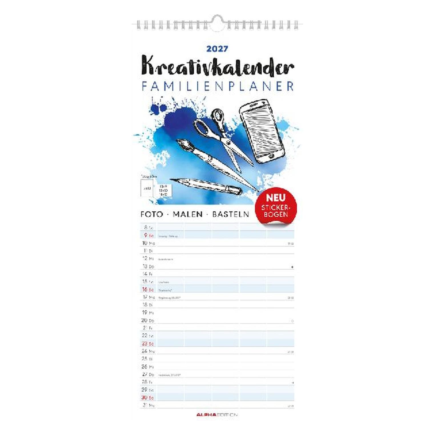 Alpha Edition Kreativkalender Familienplaner 2027 (155001)