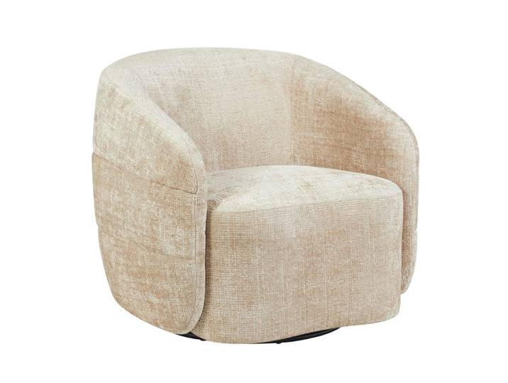 Fauteuil club pivotant en tissu chenille beige