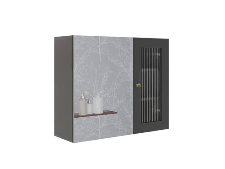 Vicco Badspiegelschrank Malte , Grau 60 x 50 cm 2 Türen · 2 Ablagefächer · Große Spiegelfläche · Für Kosmetik & Pflegeprodukte · Über dem Waschbecken