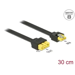 Delock Verlängerungskabel SATA 6 Gb/s Buchse > SATA Stecker Pin 8 Power mit Einrastfunktion 30 cm