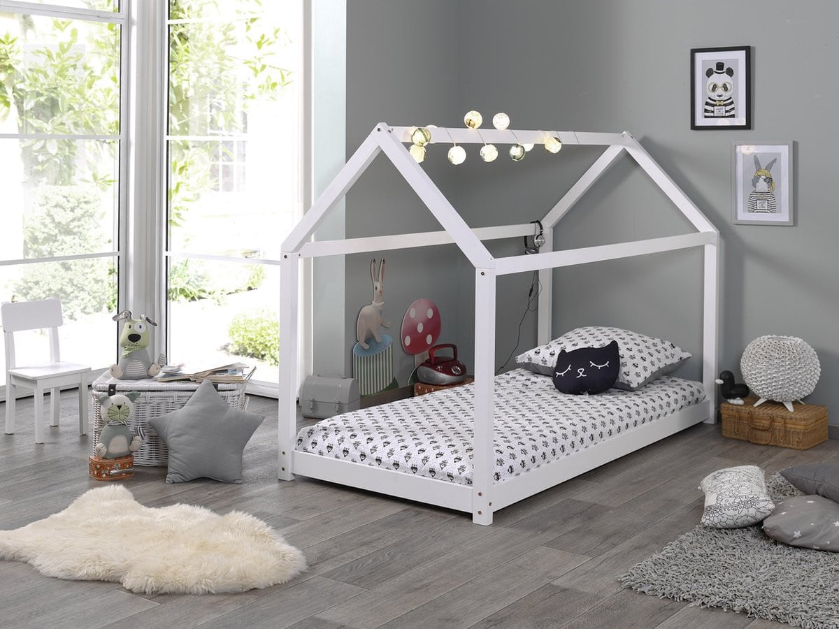 LUCEVI Cabane Bed Wit - Kinderbed van Massief Hout - 90 x 200 cm