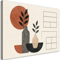 LEINWANDBILD Vasen Blätter Minimalismus Geometrie 90x60cm
