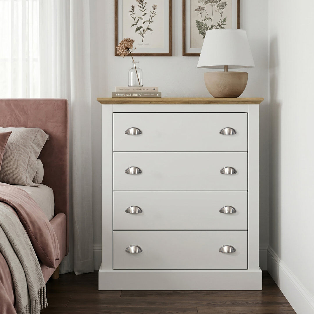 Brambly Cottage Sufy Octave 4 Drawer Chest of Drawers White 93cm H X 79cm W X 39.5cm D
