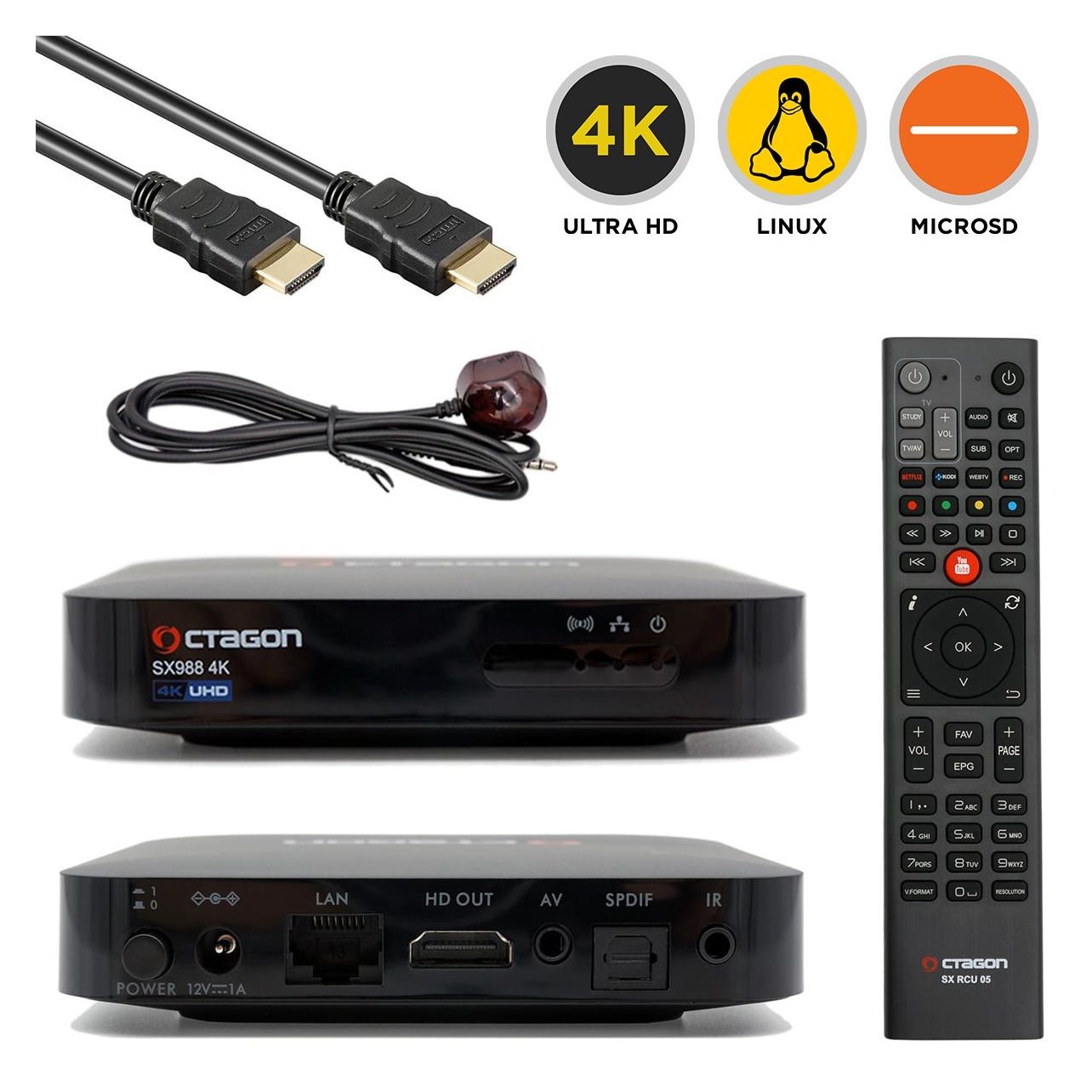 K.A.B. OCTAGON SX 988 4K UHD IP H.265 HEVC IPTV Smart TV Top Box (CI+-Schacht) (32547311)