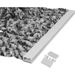 Berger Chenille-Flauschvorhang, weiß / schwarz 205 x 56 cm
