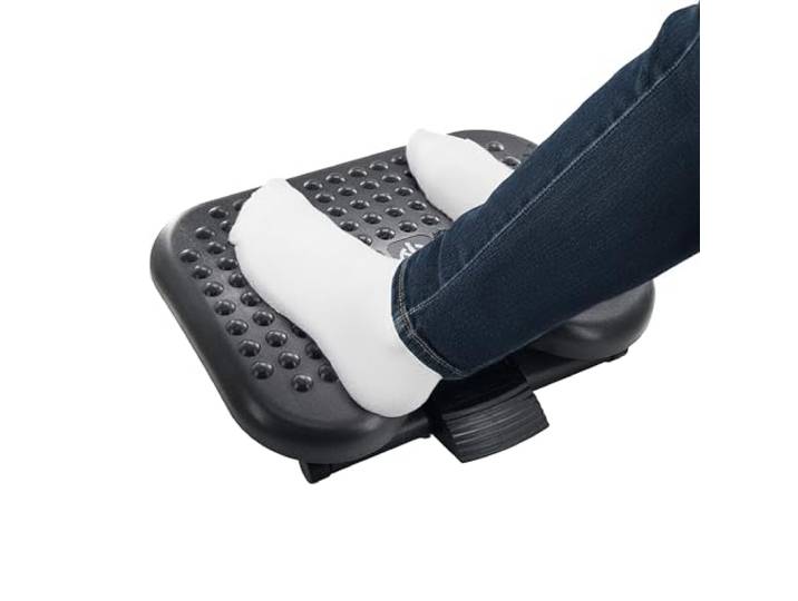 Repose-pieds Relaxdays pour bureau\, 3 niveaux réglables\, inclinable\, avec massage\, ergonomique\, noir