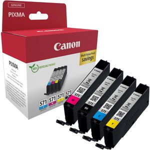 Canon Tinte CLI-571 Multipack, schwarz, cyan, magenta, gelb, 4 Stück