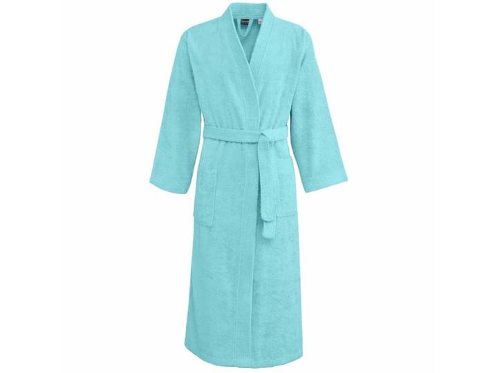 Peignoir mixte kimono en coton bleu turquoise l