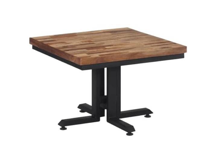 HEFZGDB Couchtisch 55x55x40 cm aus recyceltem Massivholz Teak mit Eisengestell für Stabilität und Witterungsbeständigkeit