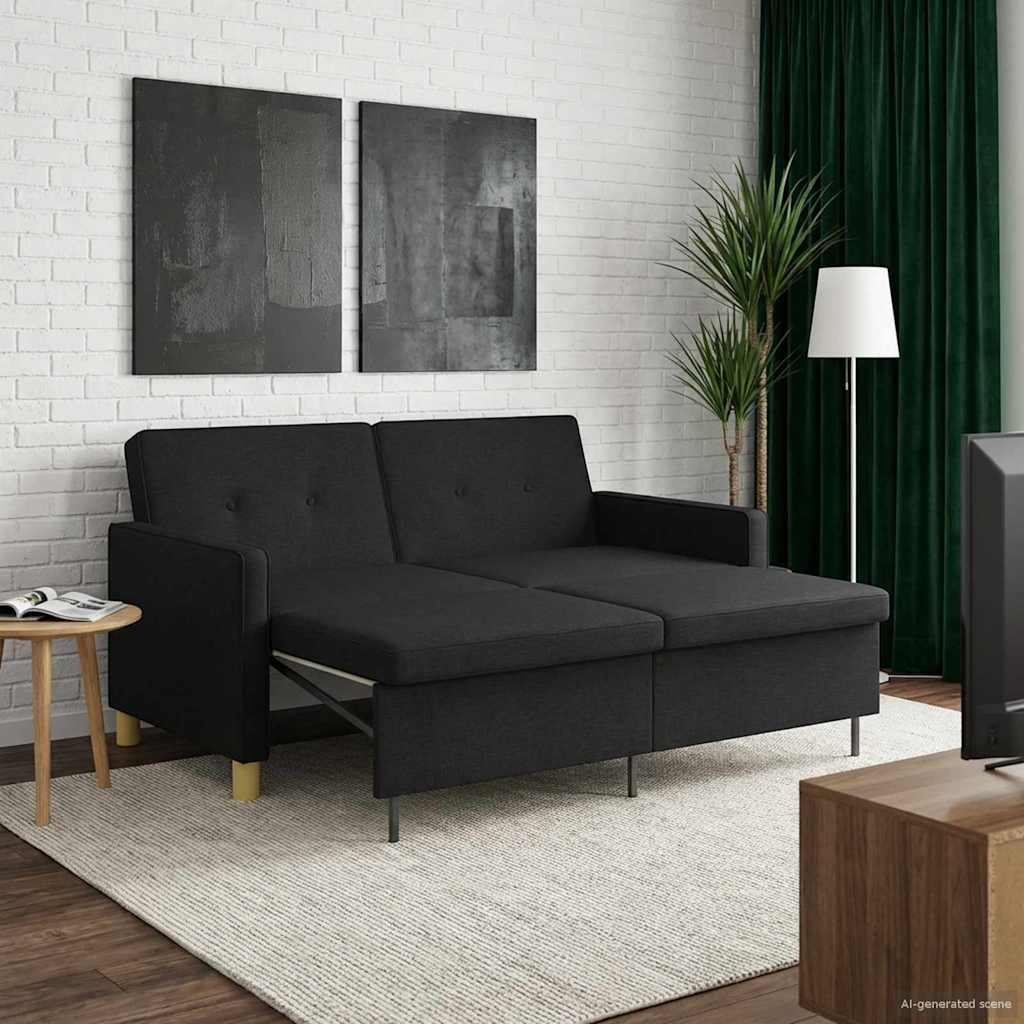 vidaXL Pull Out Sofa Bed Noir Tissu
