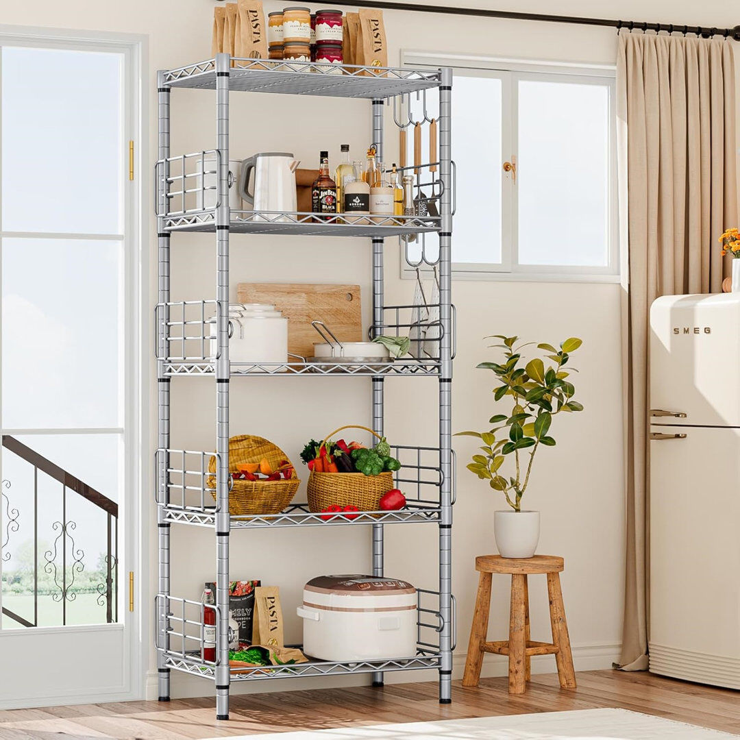 Pipishell 53 cm W Shelving Unit Silver 151cm H X 53cm W X 28cm D