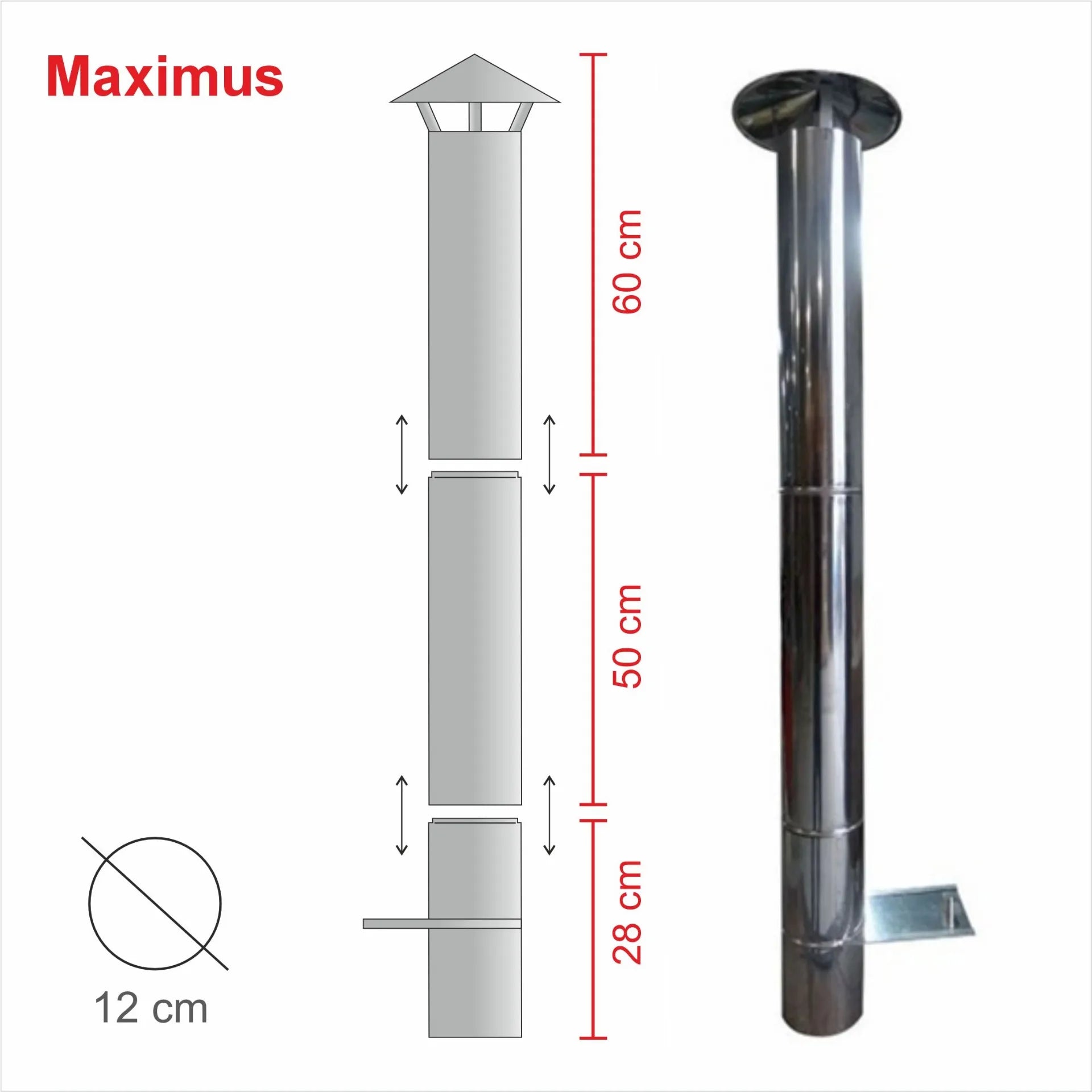 My-Barbecue Chaminé INOX Completa 100cm para MAXIMUS 70cm AC31F