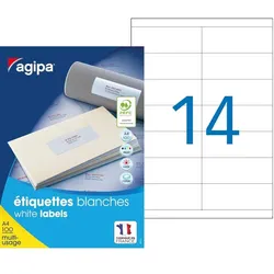 agipa Universal-Etiketten, 105 x 39 mm, weiß, rechteckig