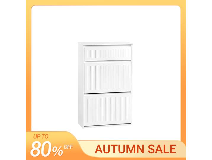 SoBuy FSR165 Meuble à chaussures étroit avec 2 battants et 4 niveaux de rangement, type armoire ou commode