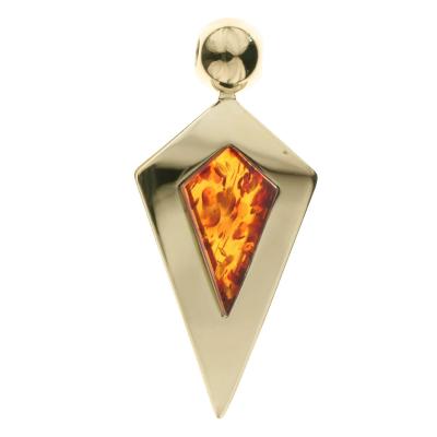 Kettenanhänger OSTSEE-SCHMUCK "Ostsee-Schmuck Anhänger Erka Anhänger Erka", gelb, Schmuckanhänger, Damen, 52x23mm, Silber 925 (Sterlingsilber), 7,4 g, Kettenanhänger