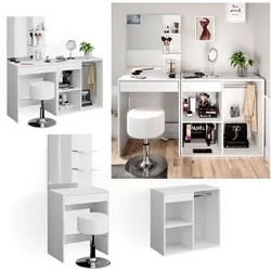 Vicco Schminktisch Frisiertisch Schminkkommode Isabelle + Hocker Beistellschrank