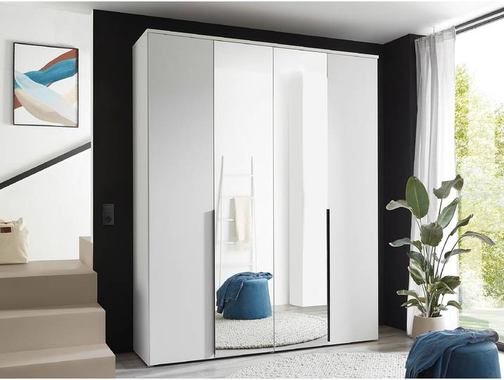 Armoire Espinares 180cm Blanc/Blanc Avec portes miroir