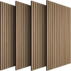 TecTake GmbH tectake Akustikpaneele Sonic Wall II Holzoptik Schallabsorber MDF Echtholzfurnier Wandpaneele Schalldämmung Set 4 Stück Eiche 110x50cm