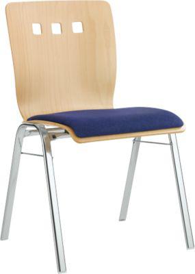 Stapelstuhl 7450, Formsitz, Lordosenstütze, Designerbohrungen, ohne Armlehnen, Bezugsstoff Kashmara, blau