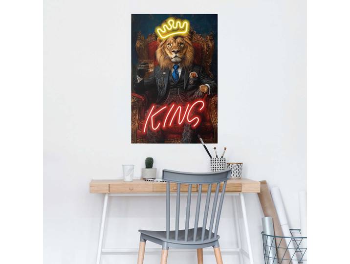 Poster REINDERS König der Löwen , bunt (farbe bild(er): schwarz), B:61cm H:91,5cm T:0,1cm, Papier, Bilder, Poster, Hobbyraum - Schwarz - Bilderdruckpapier - Tiere - 61x91,5 cm