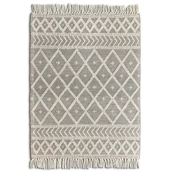 Webteppich Tassels 70 x 130 cm Wolle Schwarz